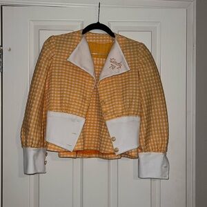 Vintage Gingham embroidered jacket and skirt set.